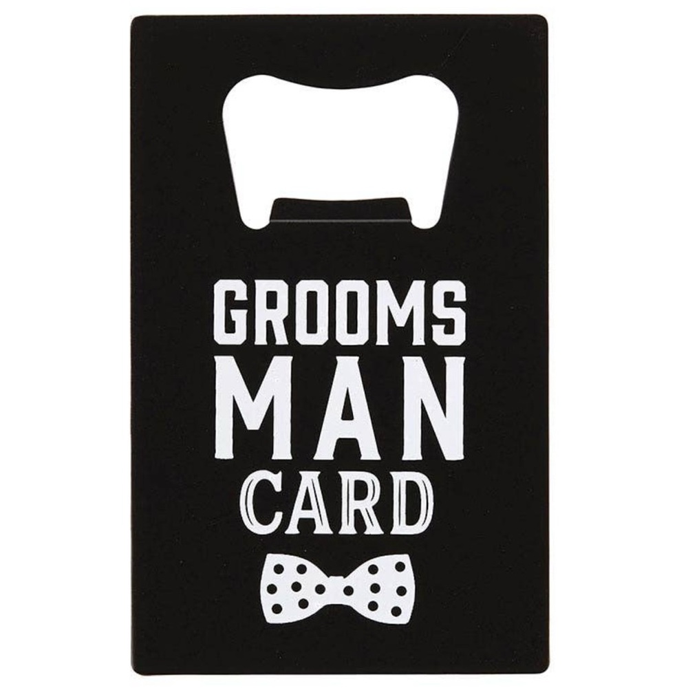 Black Minimalist Bottle Opener Card with Bow Tie Design